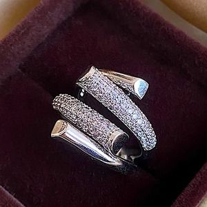 White Gold Micro Zircon Statement Ring